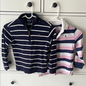 2x tops by Polo by Ralph Lauren boys age 6 Striped sweater Polo Pink Blue White